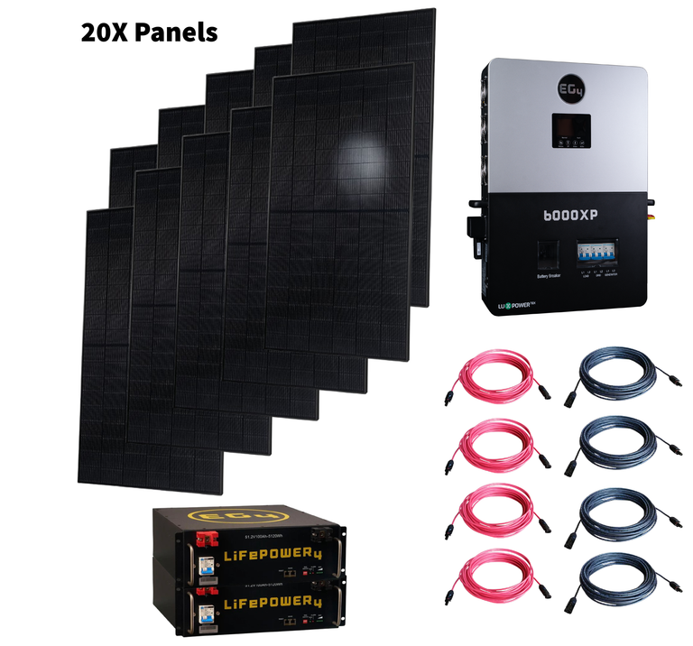 8kW Complete Off-Grid Solar Panel System with 10.2kWh Lithium Ion Battery Bank and 6000W EG4 Inverter (Copy)